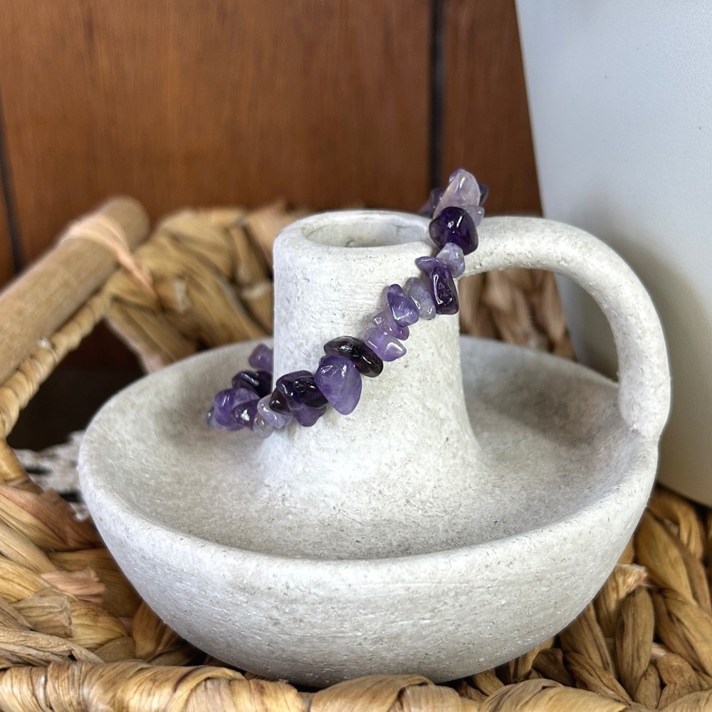 Amethyst Chip Stretch Bracelet‎ Natural Gemstone Healing Crystal Boho Statement